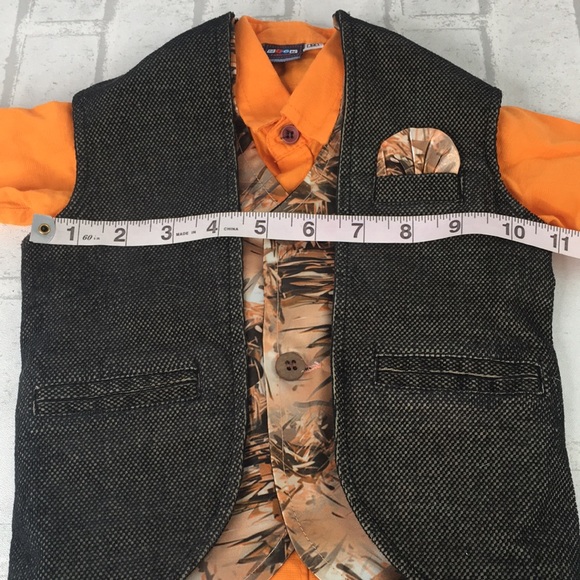 Shirt & Vest 9-12 Mos. Orange Brown *B - Picture 2 of 6
